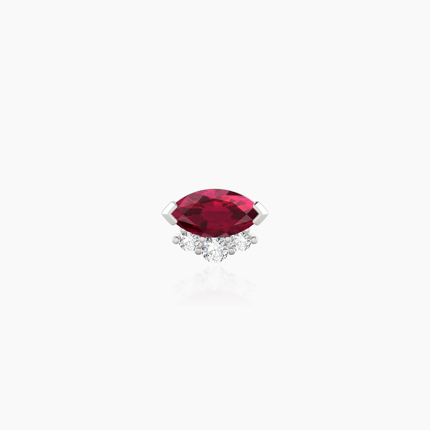 Danu | 18k White Gold 8 mm 7 mm Ruby & Diamond Nose Piercing