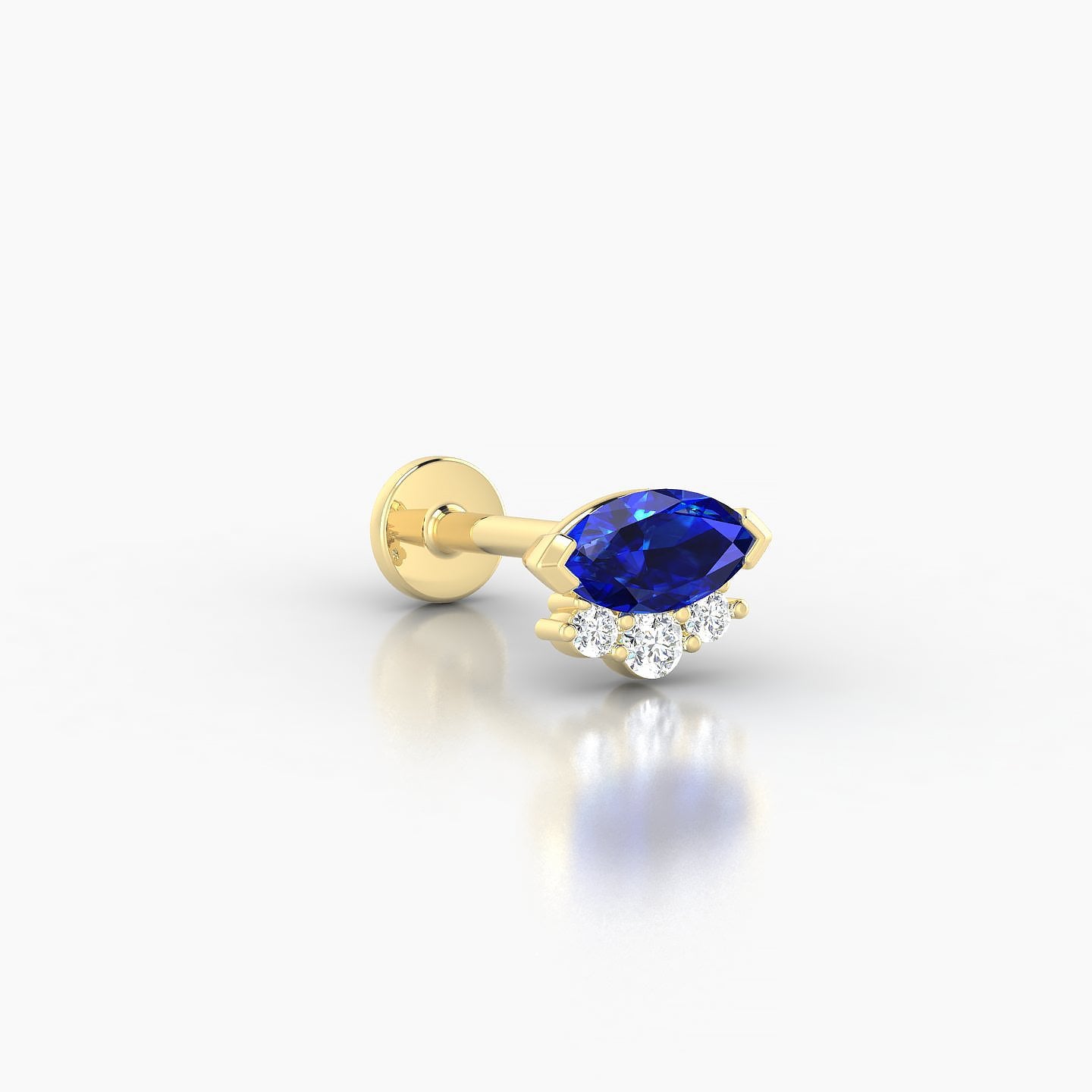 Danu | 18k Yellow Gold 8 mm 7 mm Sapphire & Diamond Nose Piercing