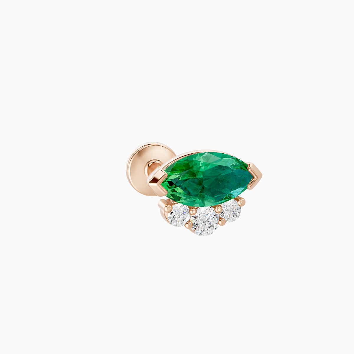 Danu | 18k Rose Gold 8 mm 7 mm Emerald & Diamond Piercing