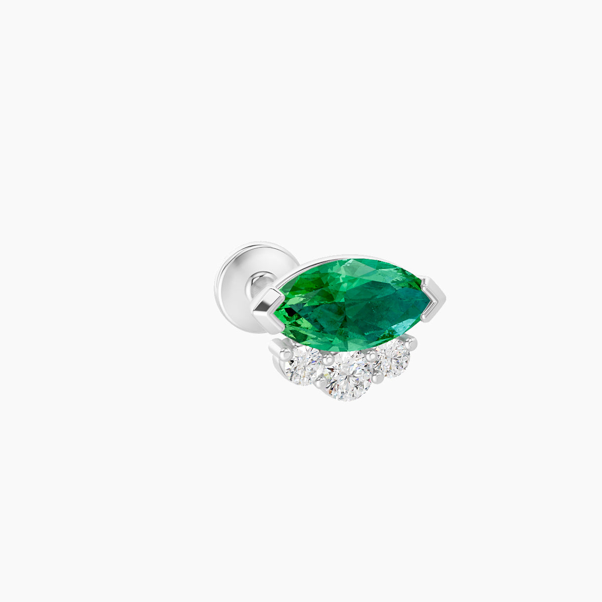 Danu | 18k White Gold 8 mm 7 mm Emerald & Diamond Piercing