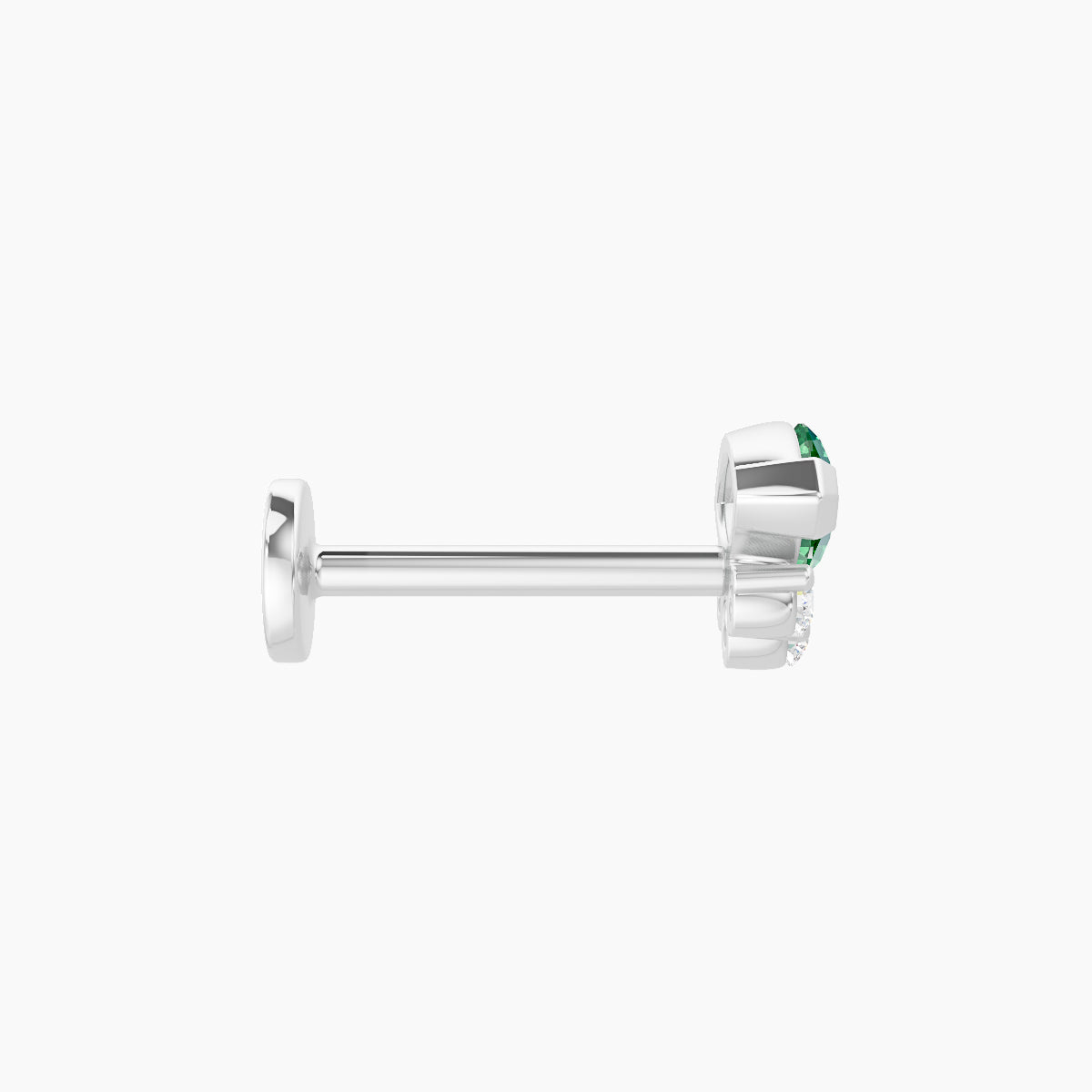 Danu | 18k White Gold 8 mm 7 mm Emerald & Diamond Piercing