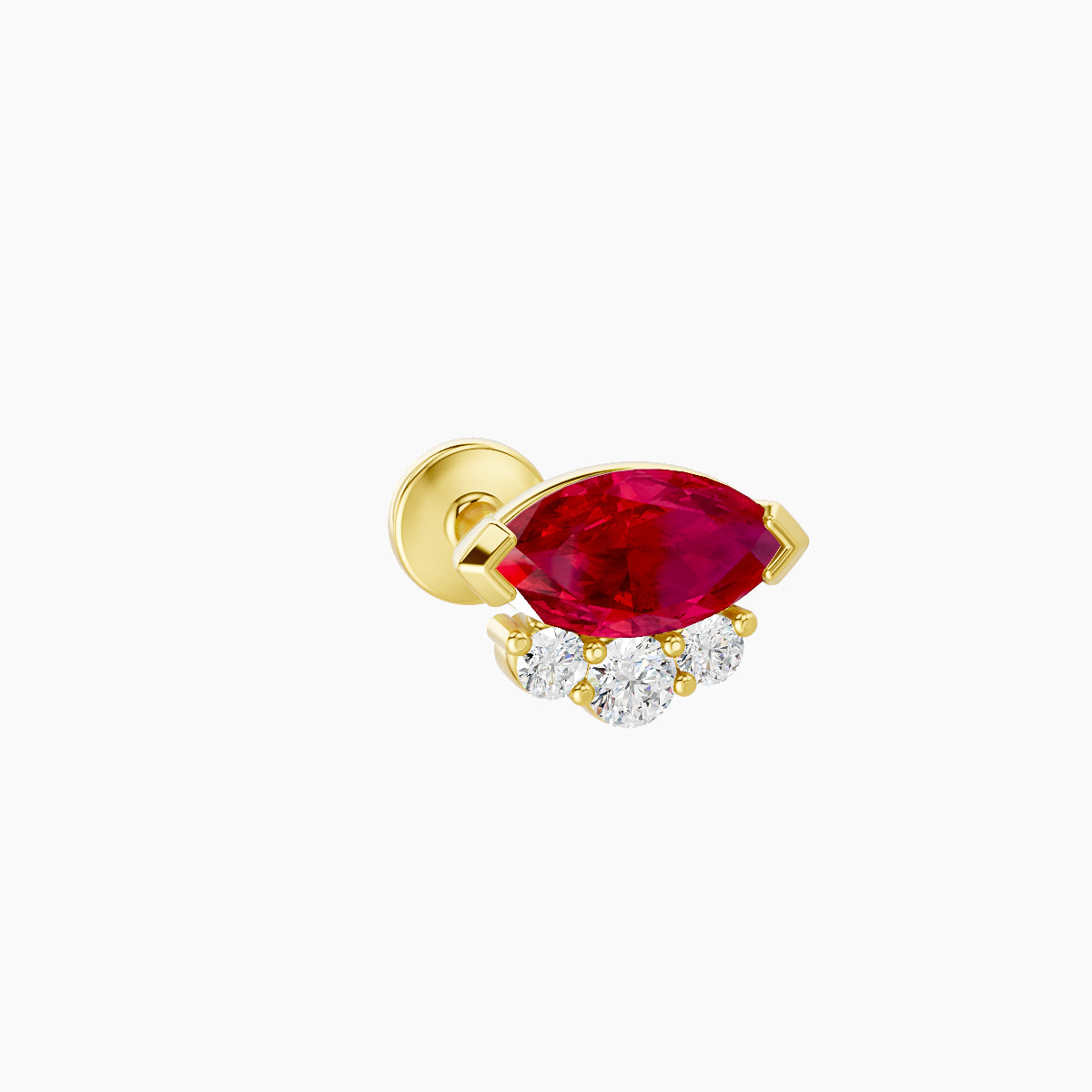 Danu | 18k Yellow Gold 8 mm 7 mm Ruby & Diamond Piercing