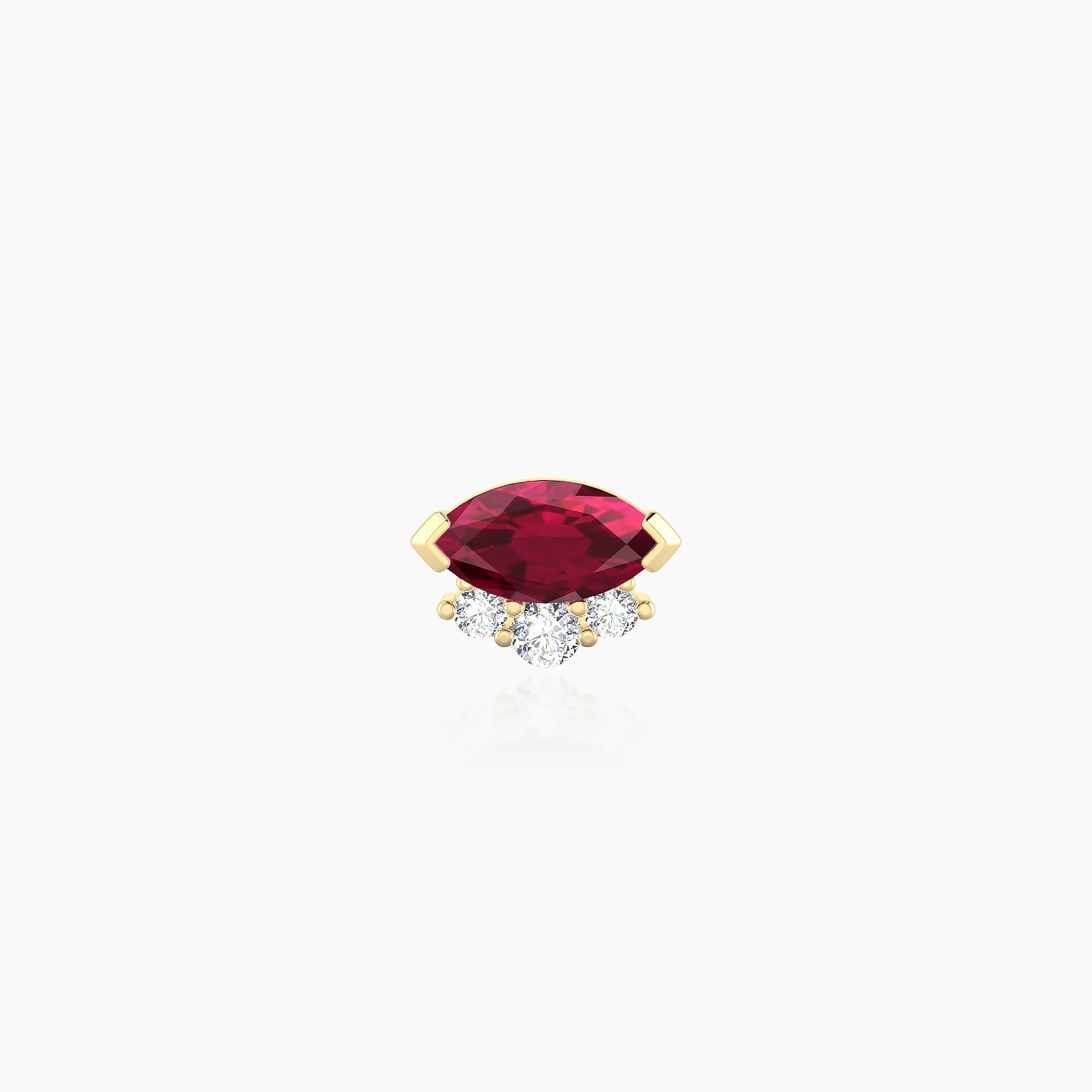Danu | 18k Yellow Gold 8 mm 7 mm Ruby & Diamond Piercing