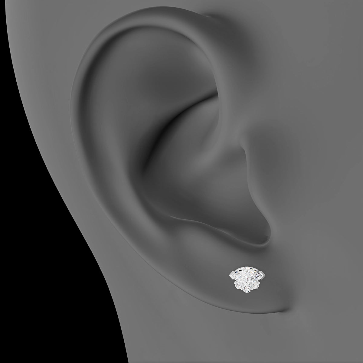 Danu | 18k White Gold 7 mm Diamond Earring