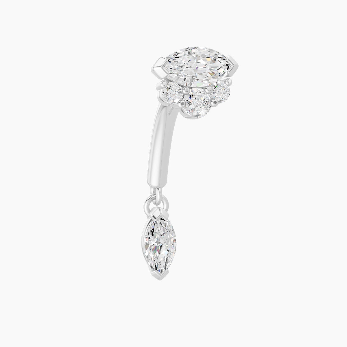 Danu | 18k White Gold 8 mm Diamond Rook Piercing