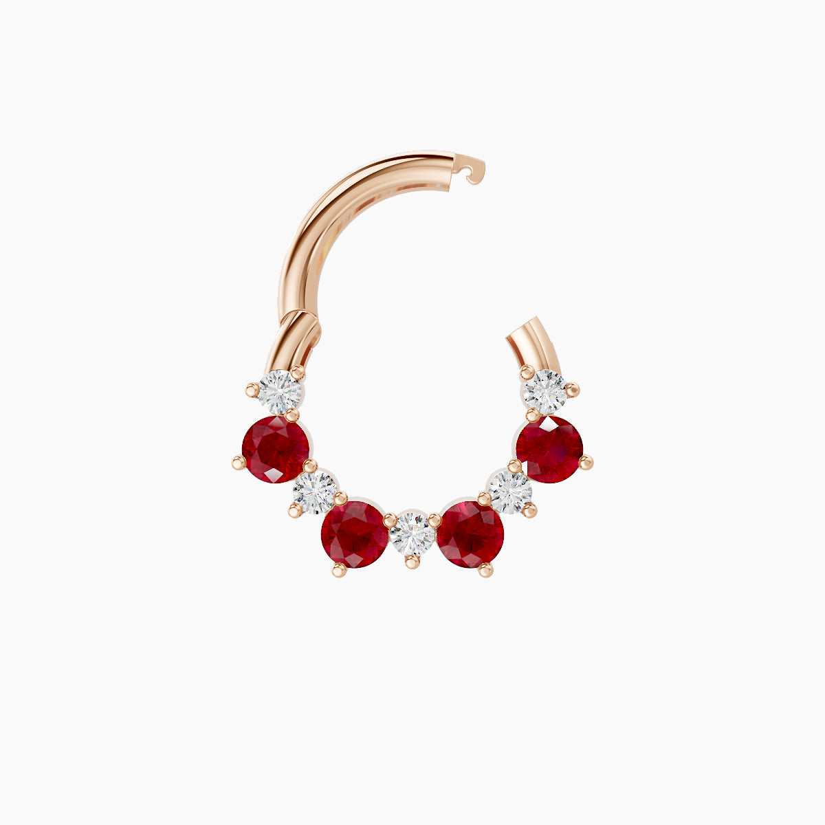Daphne | 18k Rose Gold 6.5 mm Ruby & Diamond Daith Piercing