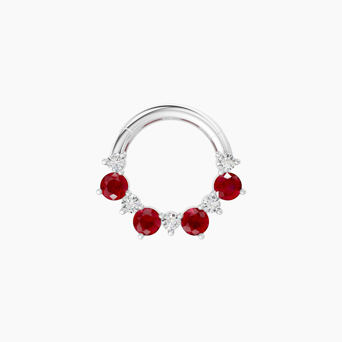 Daphne | 18k White Gold 6.5 mm Ruby & Diamond Daith Piercing