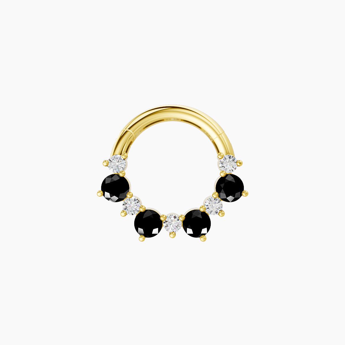 Daphne | 18k Yellow Gold 6.5 mm Black Diamond & Diamond Daith Piercing
