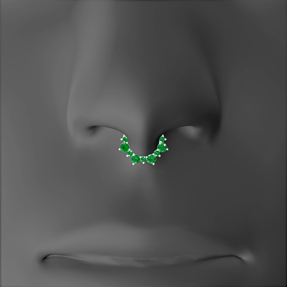 Daphne | 18k White Gold 6.5 mm Emerald & Diamond Septum Piercing