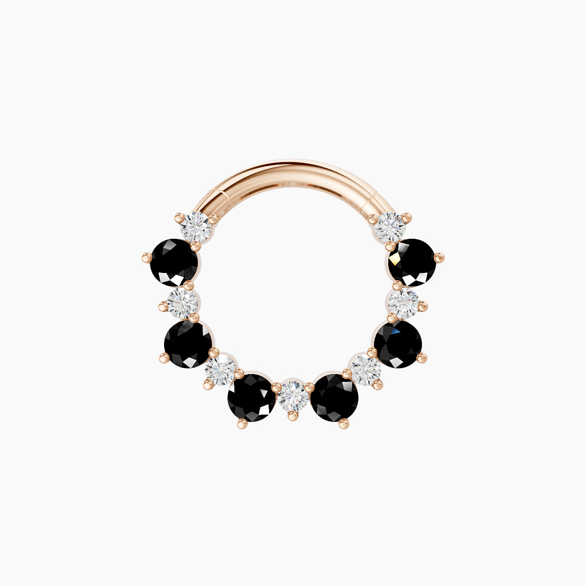 Daphne | 18k Rose Gold 8 mm Black Diamond & Diamond Daith Piercing