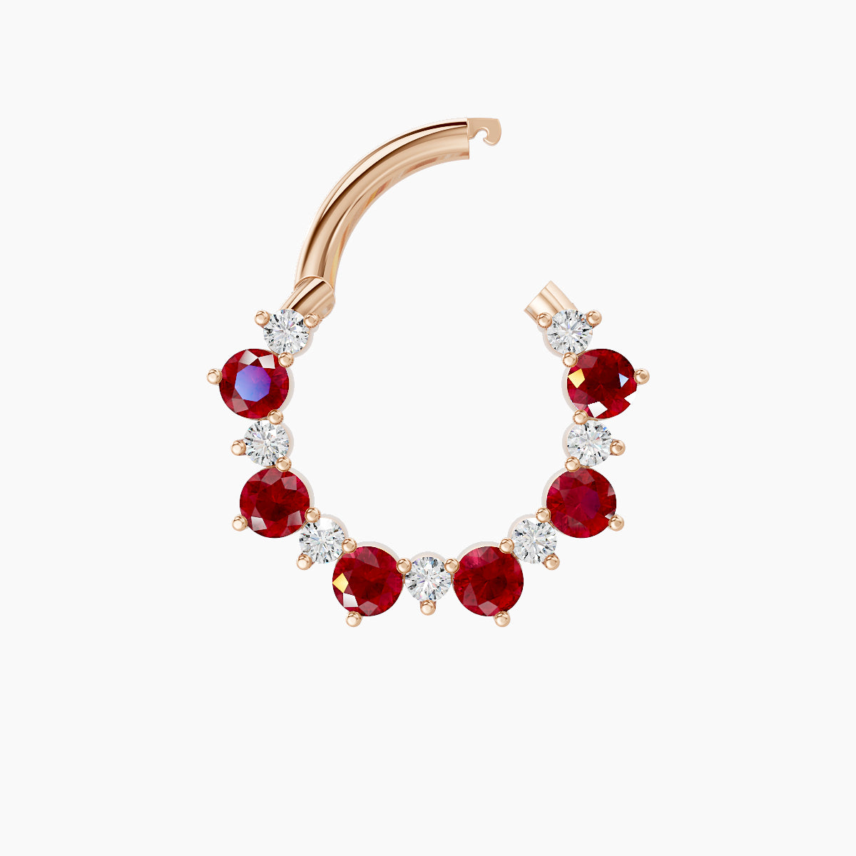 Daphne | 18k Rose Gold 8 mm Ruby & Diamond Daith Piercing