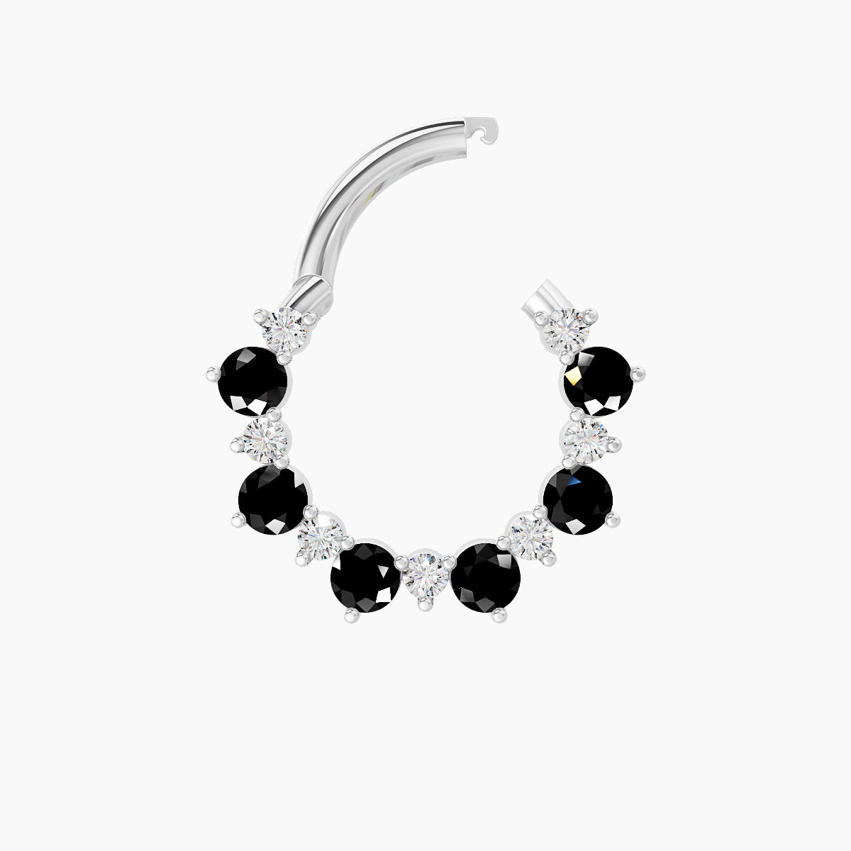 Daphne | 18k White Gold 8 mm Black Diamond & Diamond Daith Piercing