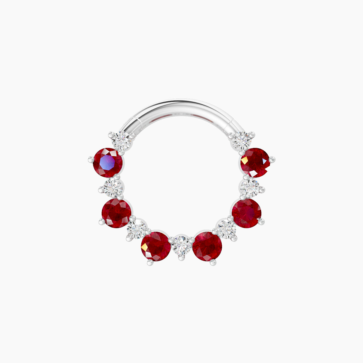 Daphne | 18k White Gold 8 mm Ruby & Diamond Daith Piercing