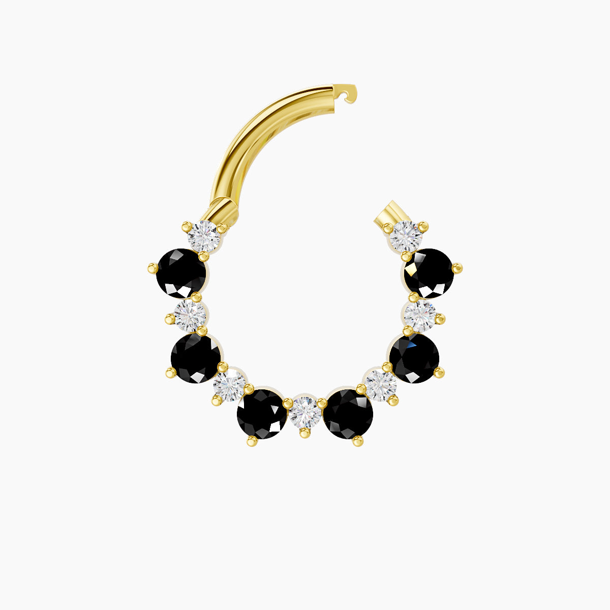 Daphne | 18k Yellow Gold 8 mm Black Diamond & Diamond Daith Piercing