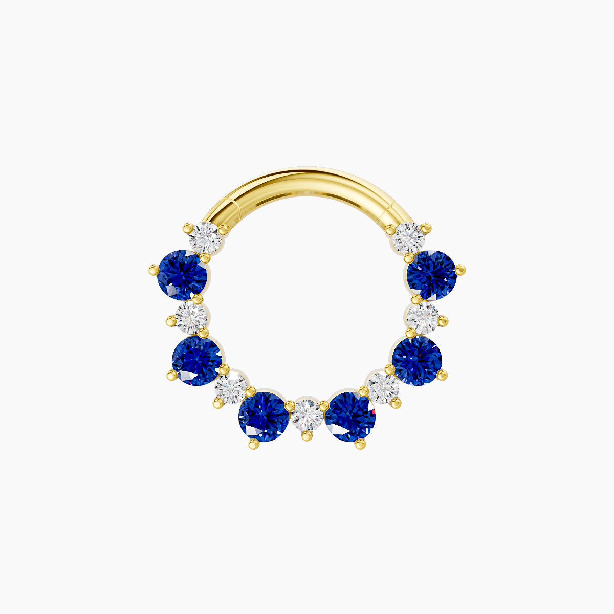 Daphne | 18k Yellow Gold 8 mm Sapphire & Diamond Daith Piercing
