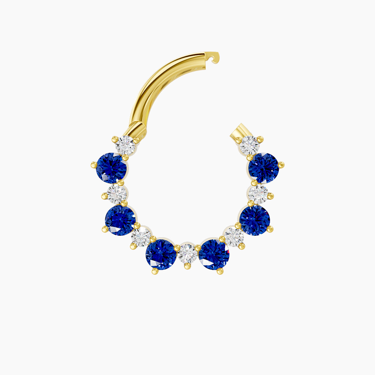 Daphne | 18k Yellow Gold 8 mm Sapphire & Diamond Daith Piercing