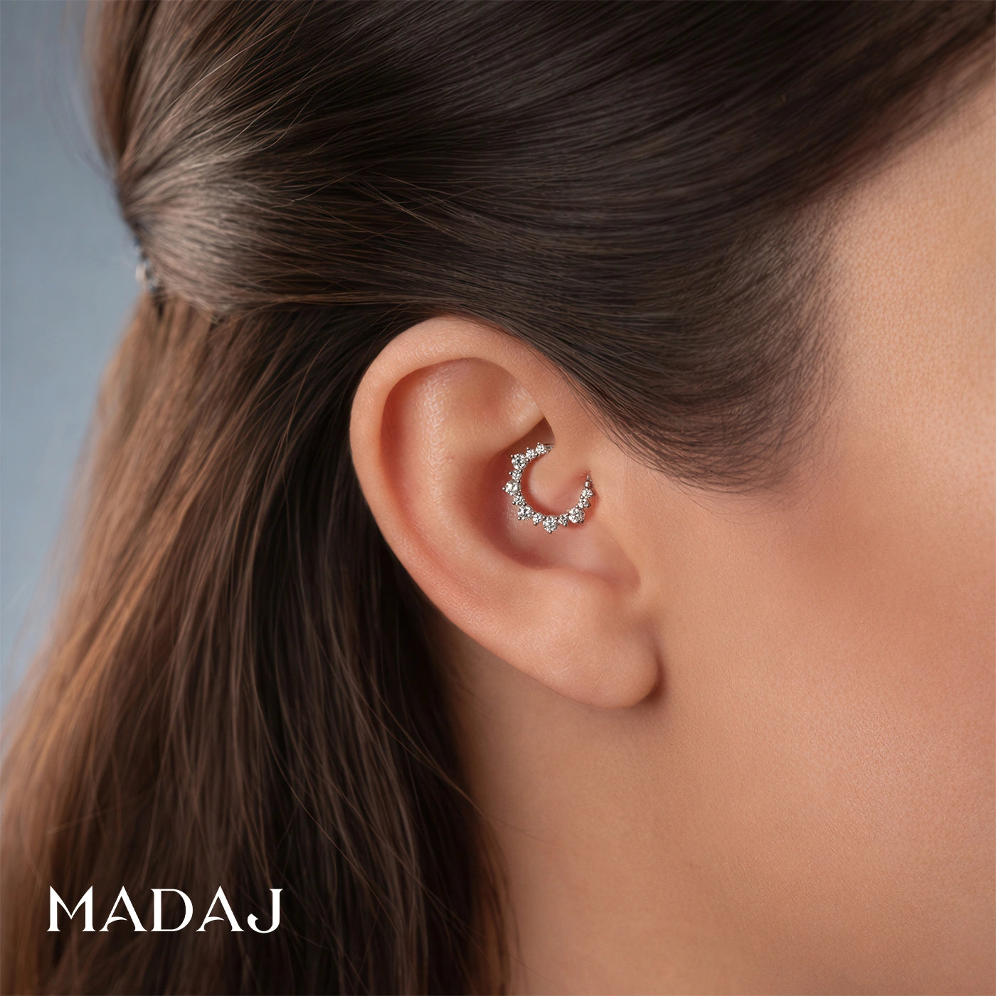 Daphne | 18k White Gold 8 mm Diamond Daith Piercing