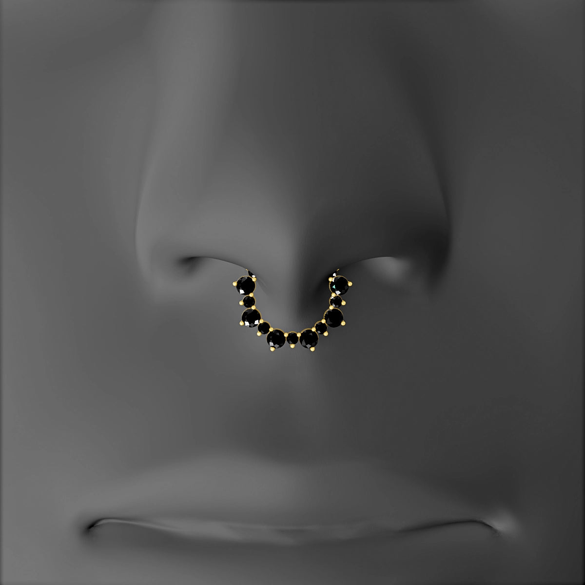 Daphne | 18k Yellow Gold 8 mm Black Diamond & Diamond Septum Piercing