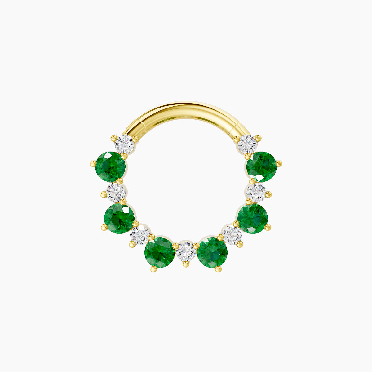 Daphne | 18k Yellow Gold 8 mm Emerald & Diamond Septum Piercing
