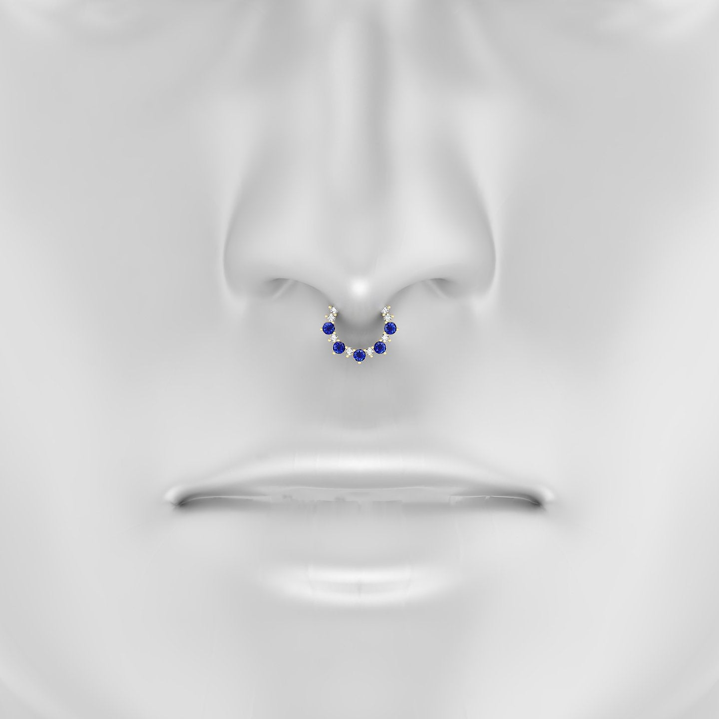 Daphne | 18k Yellow Gold 8 mm Sapphire & Diamond Septum Piercing