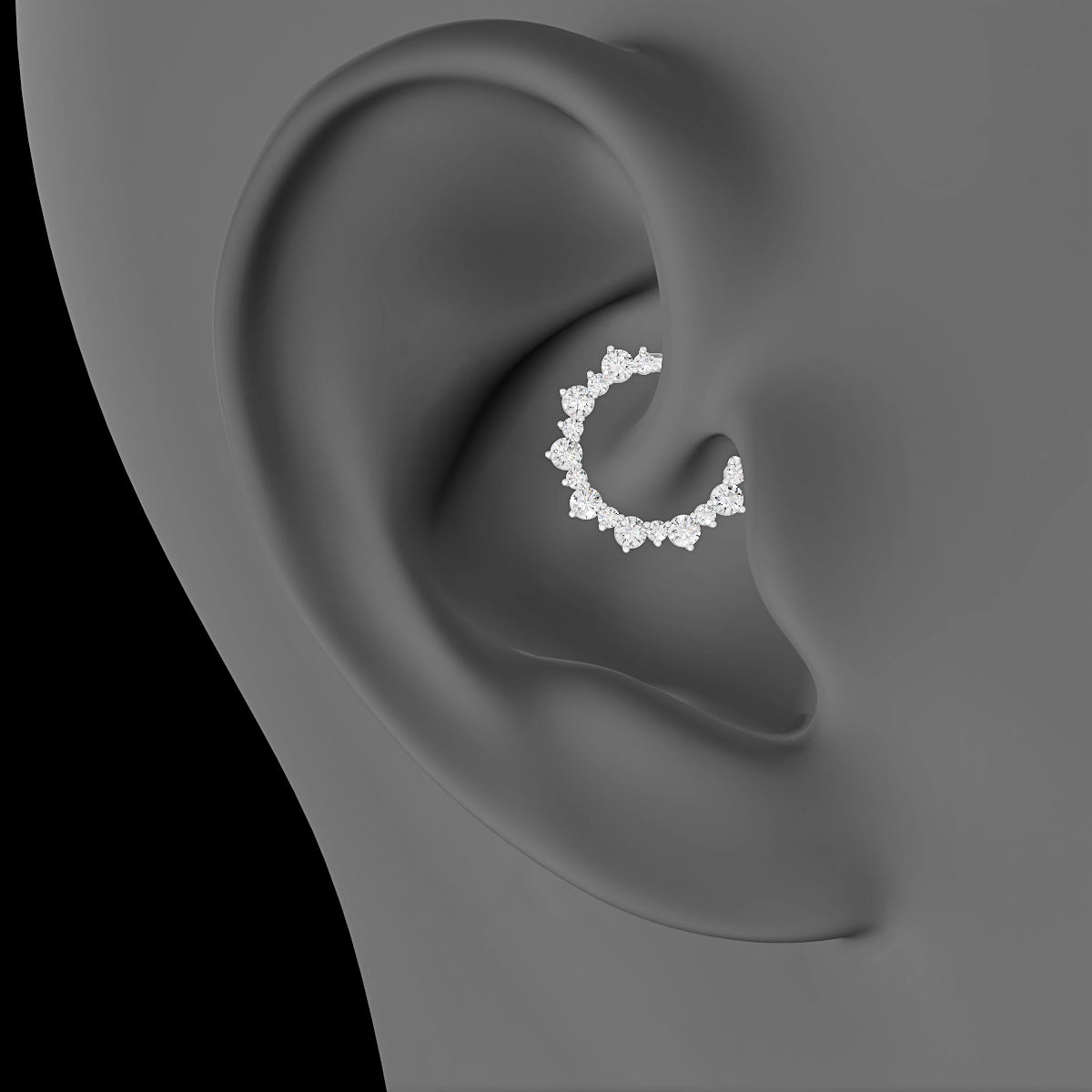 Daphne | 18k White Gold 9.5 mm Diamond Daith Piercing