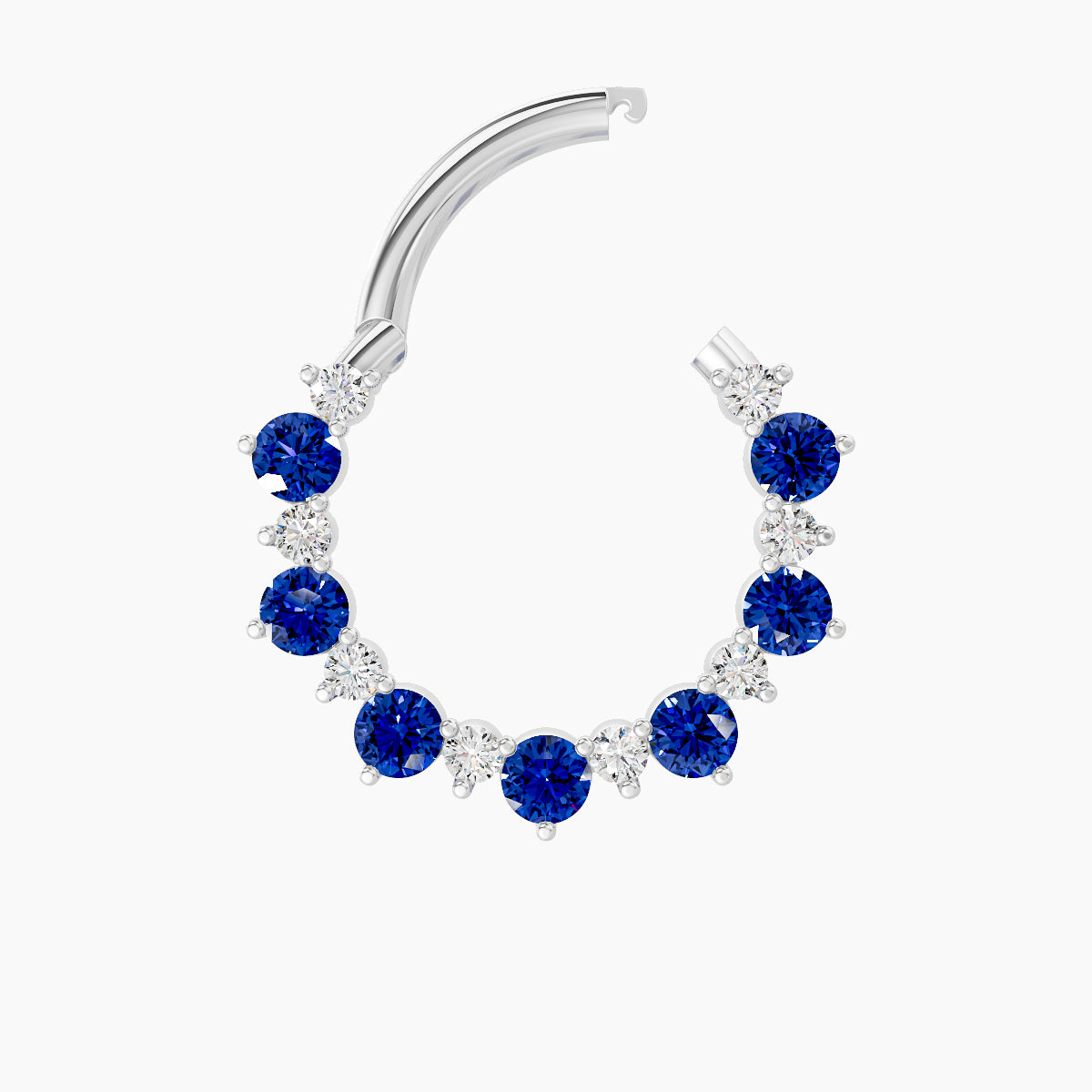 Daphne | 18k White Gold 9.5 mm Sapphire & Diamond Daith Piercing