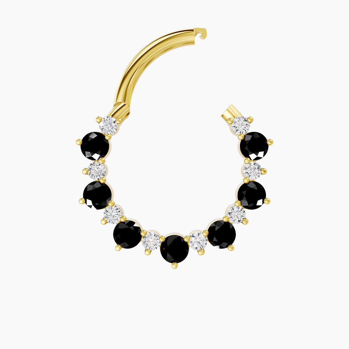 Daphne | 18k Yellow Gold 9.5 mm Black Diamond & Diamond Daith Piercing