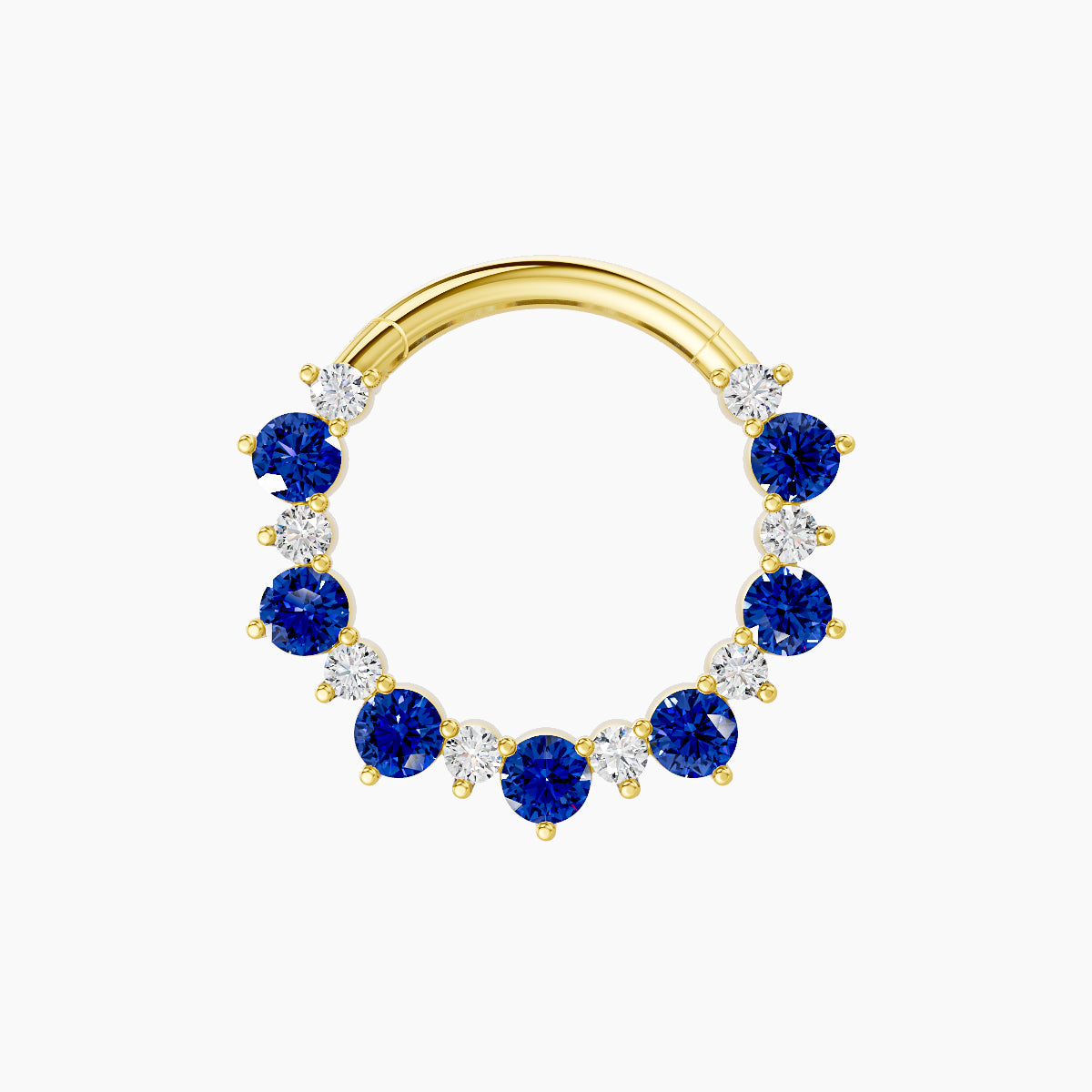 Daphne | 18k Yellow Gold 9.5 mm Sapphire & Diamond Daith Piercing