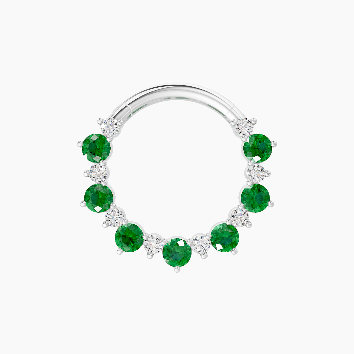 Daphne | 18k White Gold 9.5 mm Emerald & Diamond Septum Piercing