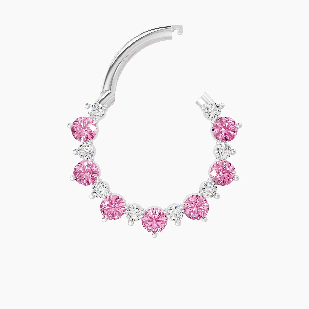 Daphne | 18k White Gold 9.5 mm Pink Sapphire & Diamond Septum Piercing