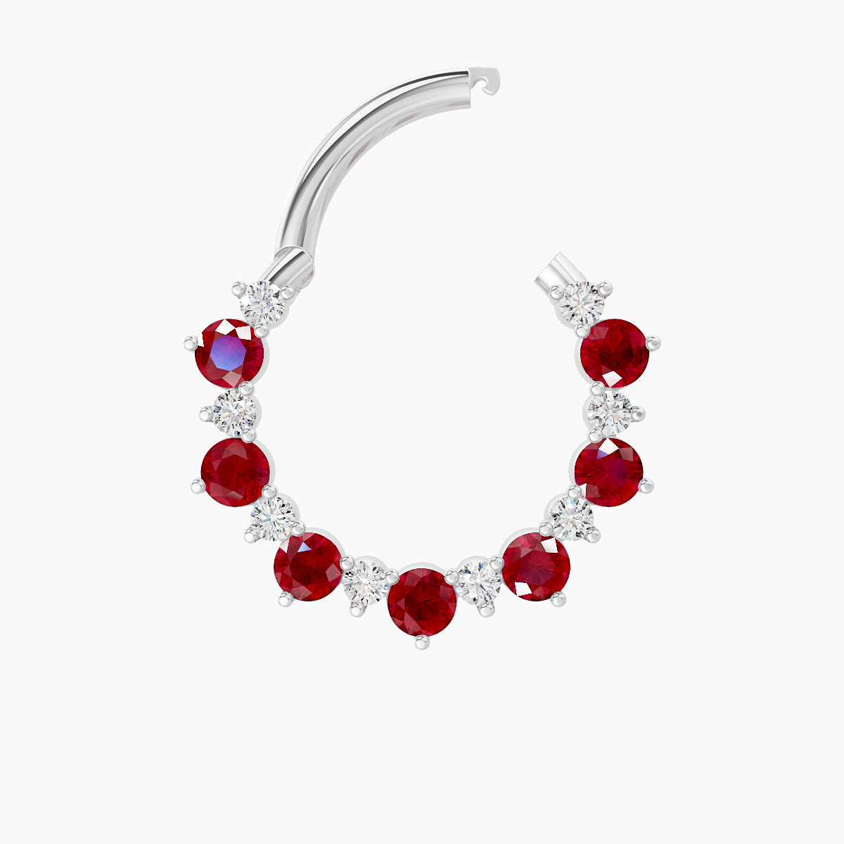 Daphne | 18k White Gold 9.5 mm Ruby & Diamond Septum Piercing
