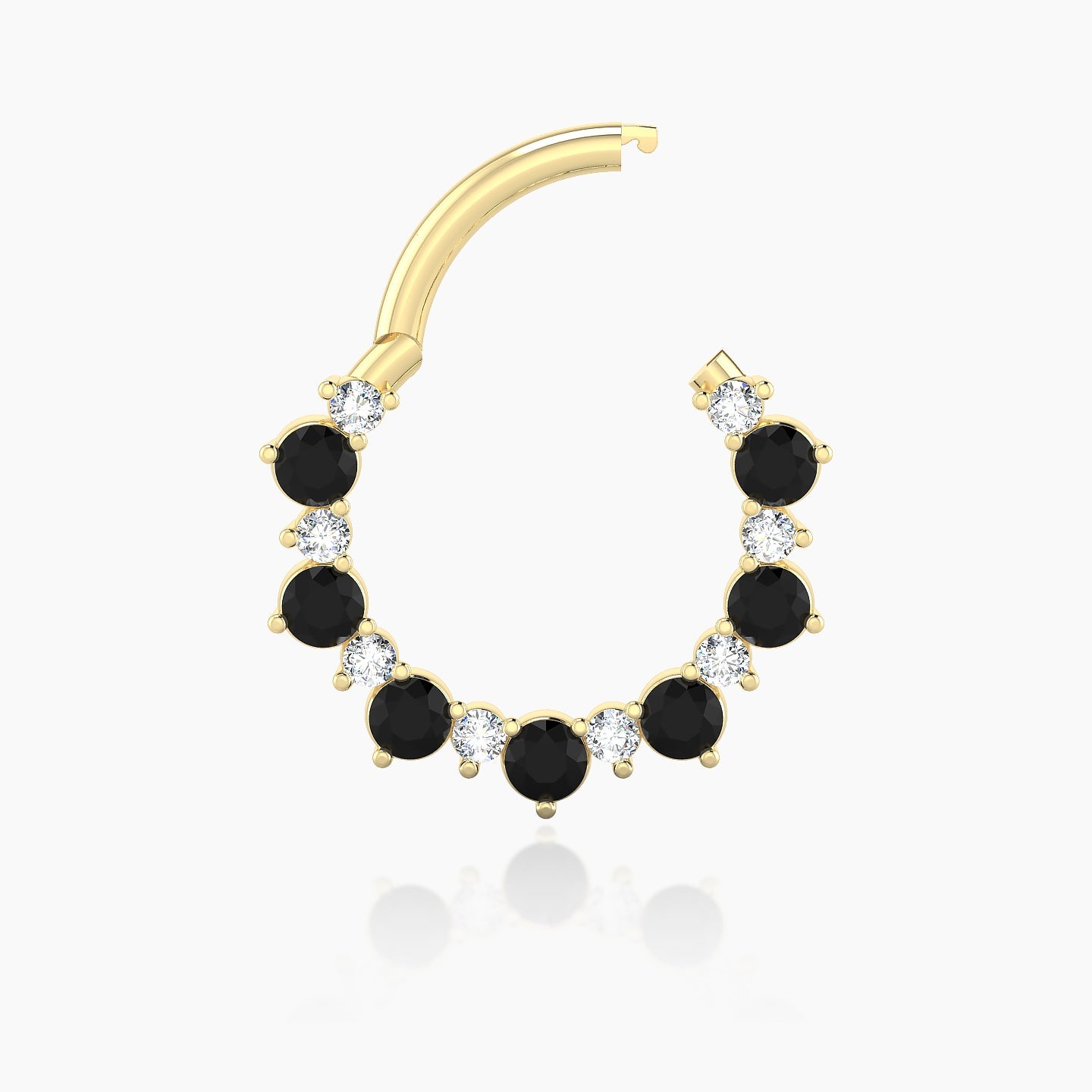 Daphne | 18k Yellow Gold 9.5 mm Black Diamond & Diamond Septum Piercing
