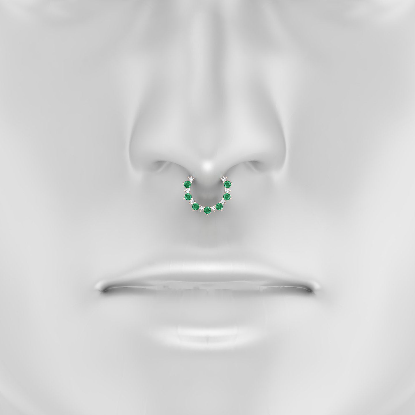 Daphne | 18k Rose Gold 9.5 mm Emerald & Diamond Septum Piercing