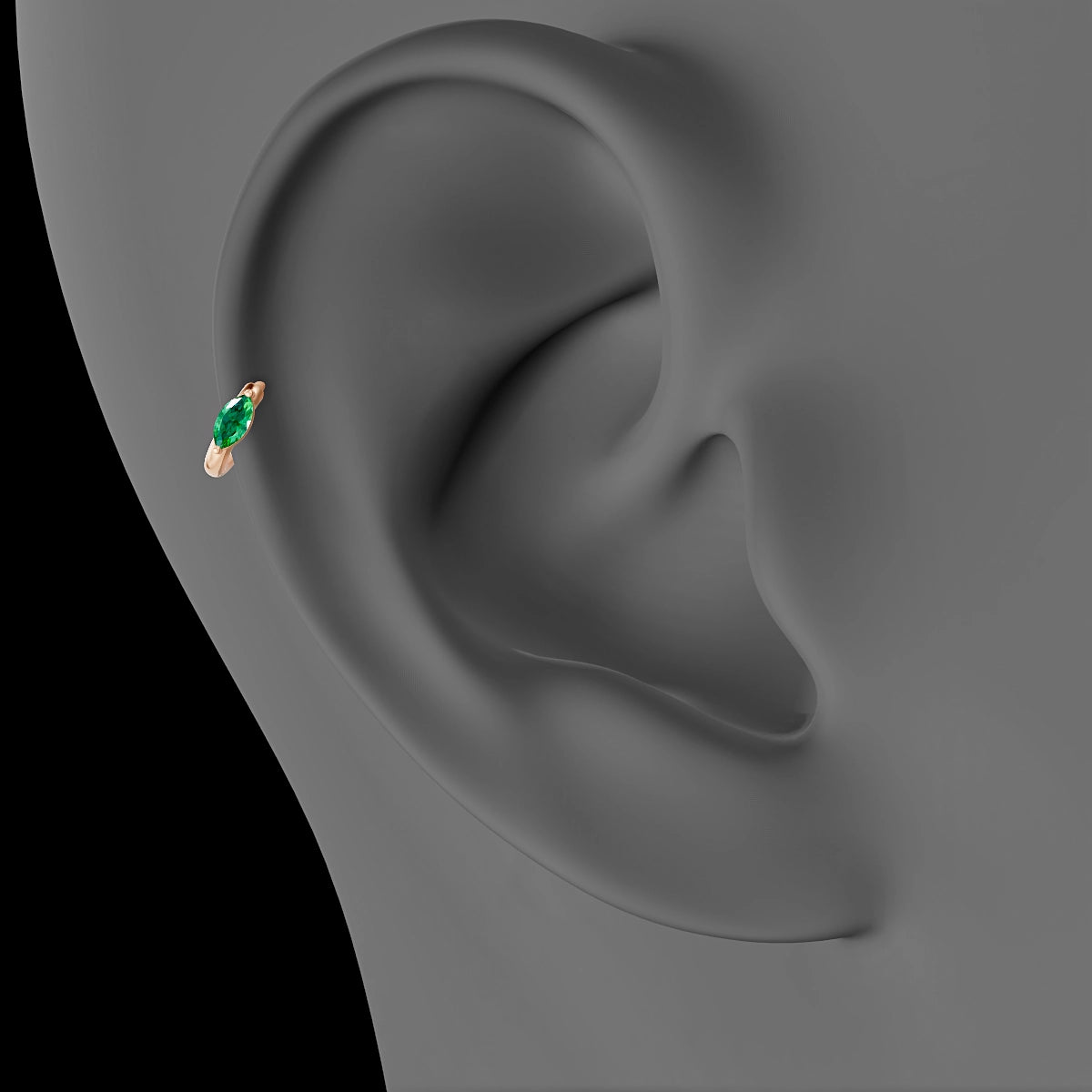 Dea | 18k Rose Gold 5 mm Marquise Emerald Hoop Piercing