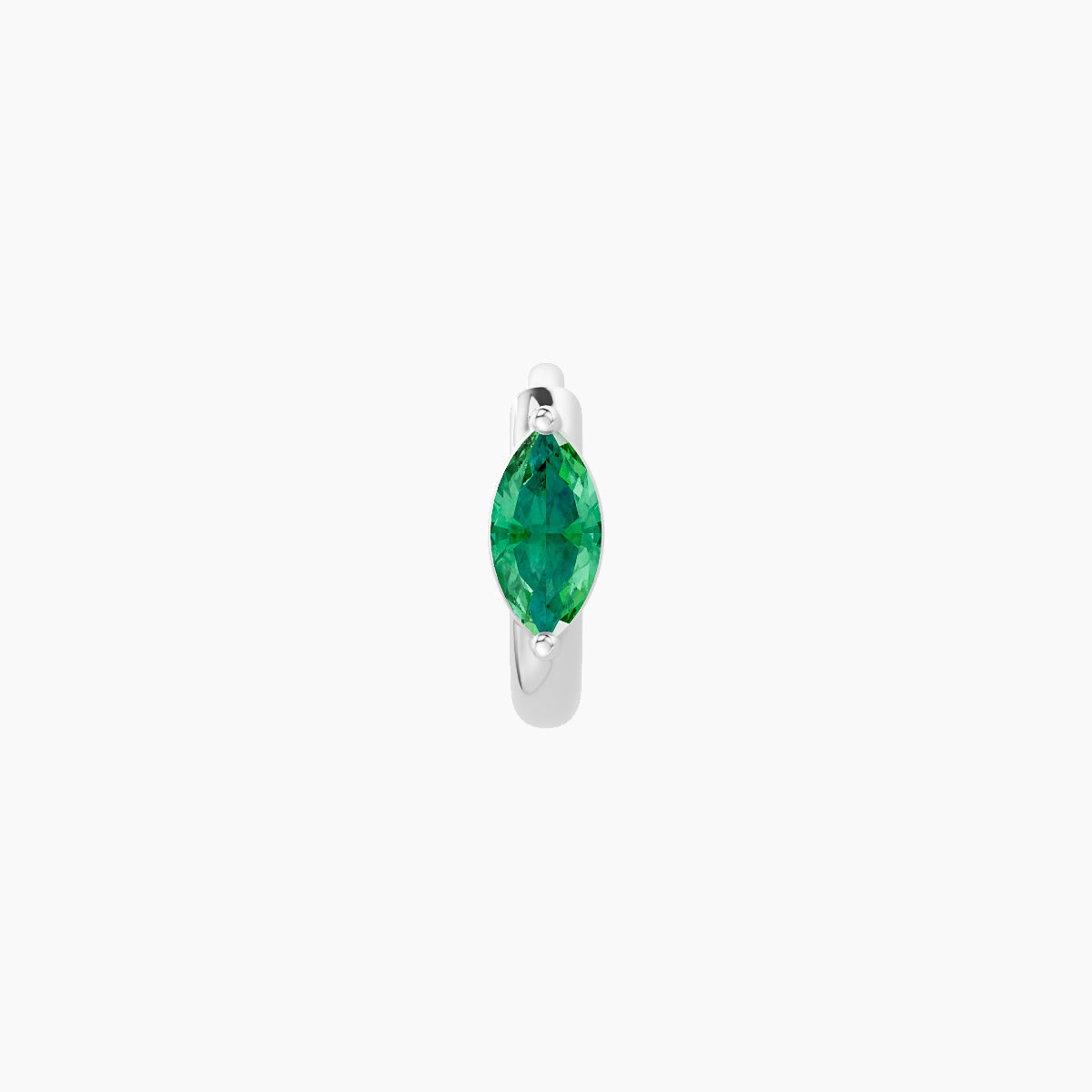 Dea | 18k White Gold 5 mm Marquise Emerald Hoop Piercing