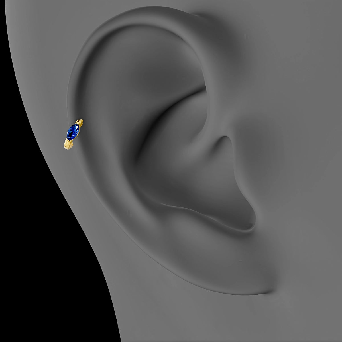 Dea | 18k Yellow Gold 5 mm Marquise Sapphire Hoop Piercing