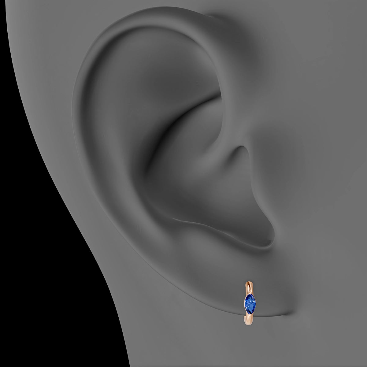 Dea | 18k Rose Gold 6.5 mm Marquise Sapphire Hoop Piercing
