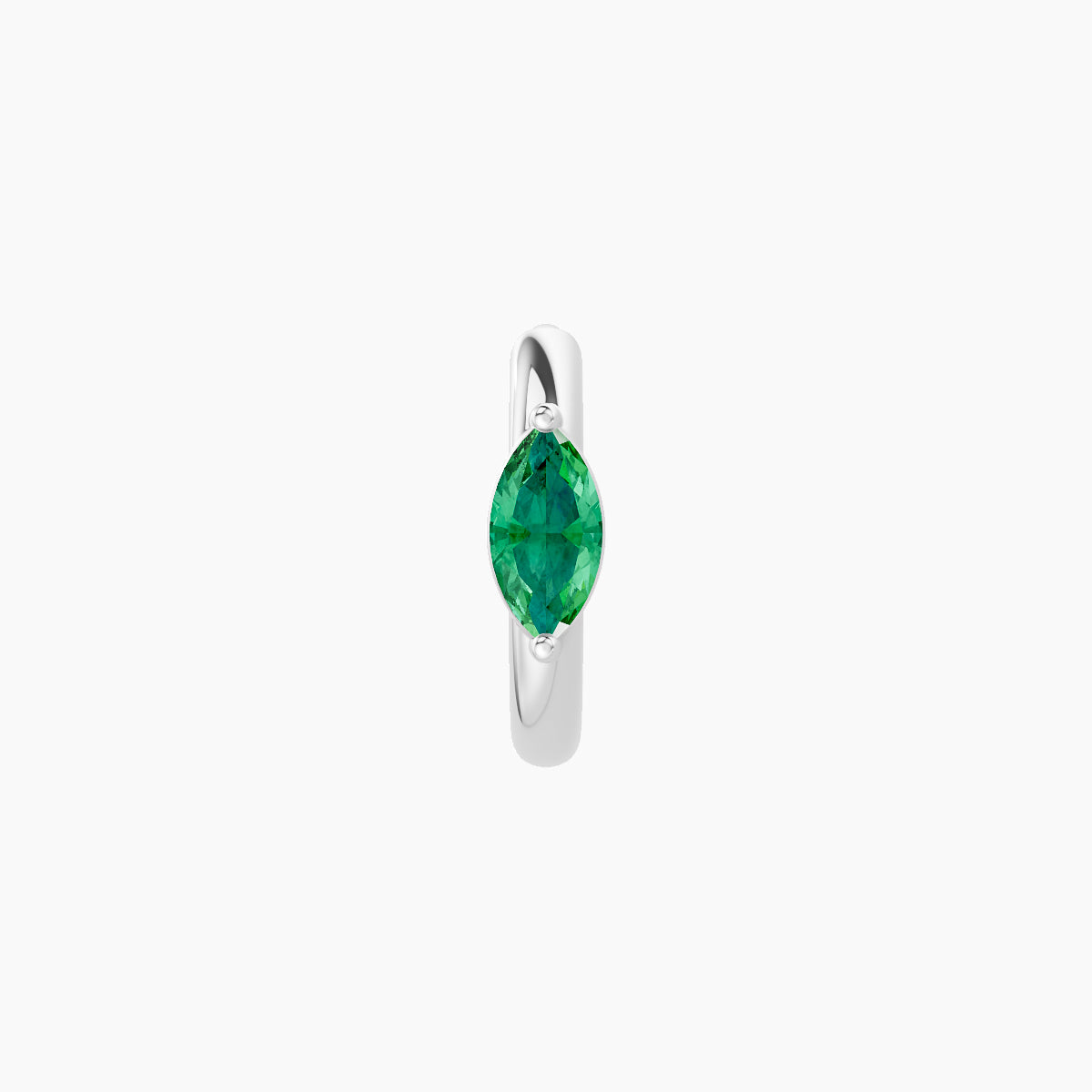 Dea | 18k White Gold 6.5 mm Marquise Emerald Hoop Piercing