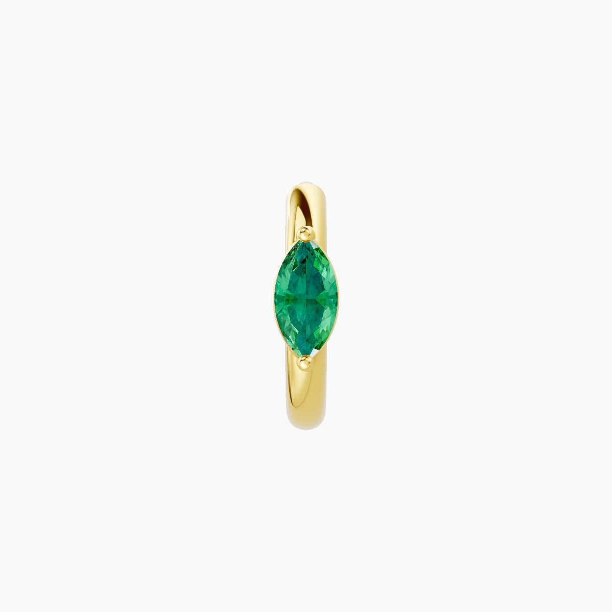 Dea | 18k Yellow Gold 6.5 mm Marquise Emerald Hoop Piercing