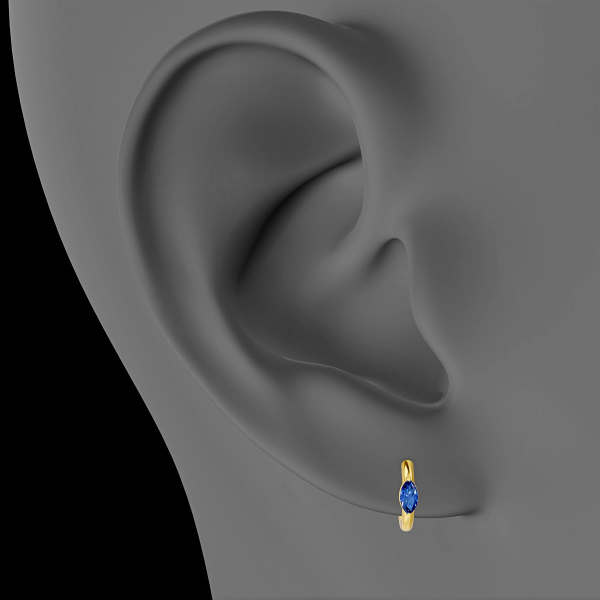 Dea | 18k Yellow Gold 6.5 mm Marquise Sapphire Hoop Piercing