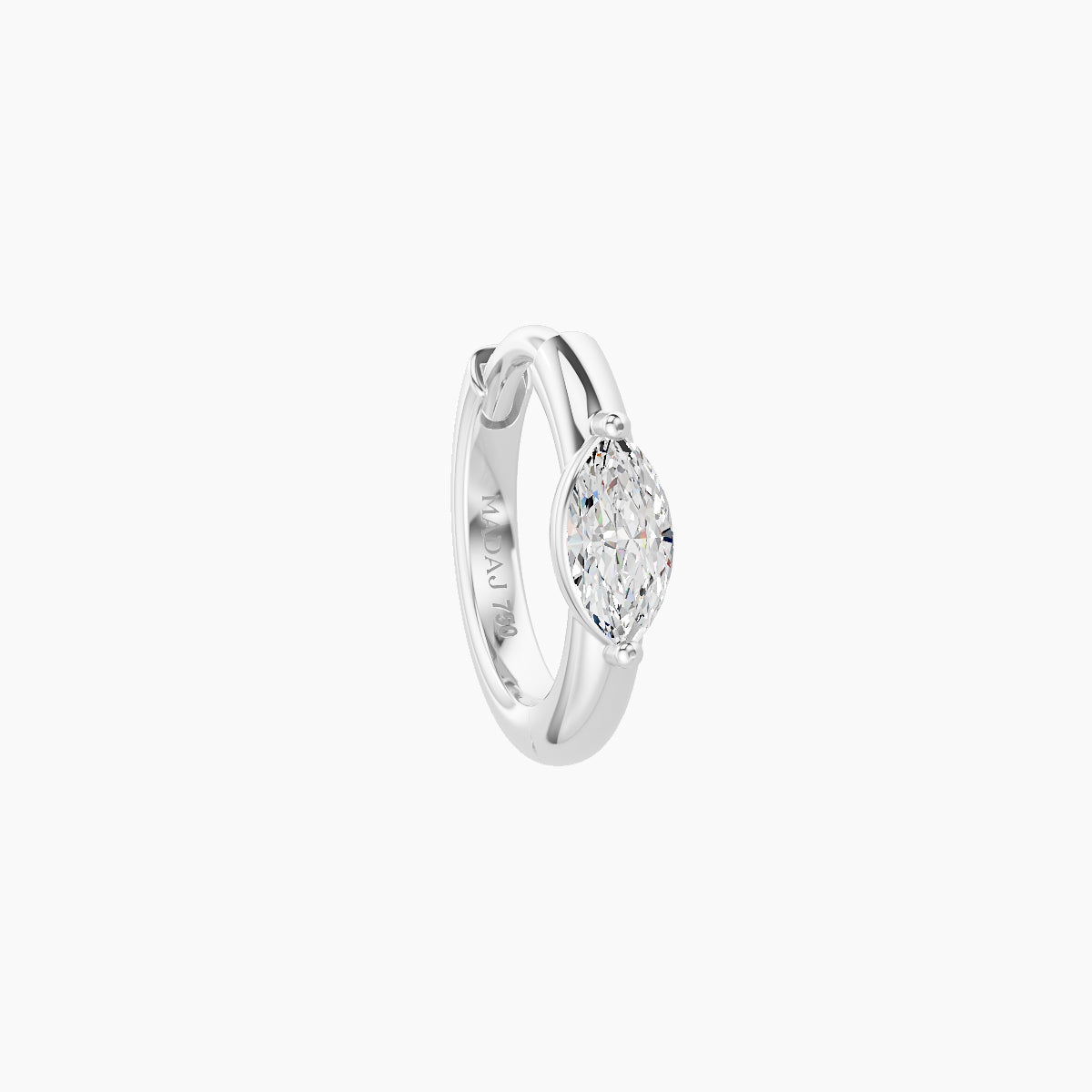 Dea | 18k White Gold 6.5 mm Marquise Diamond Nose Ring Piercing