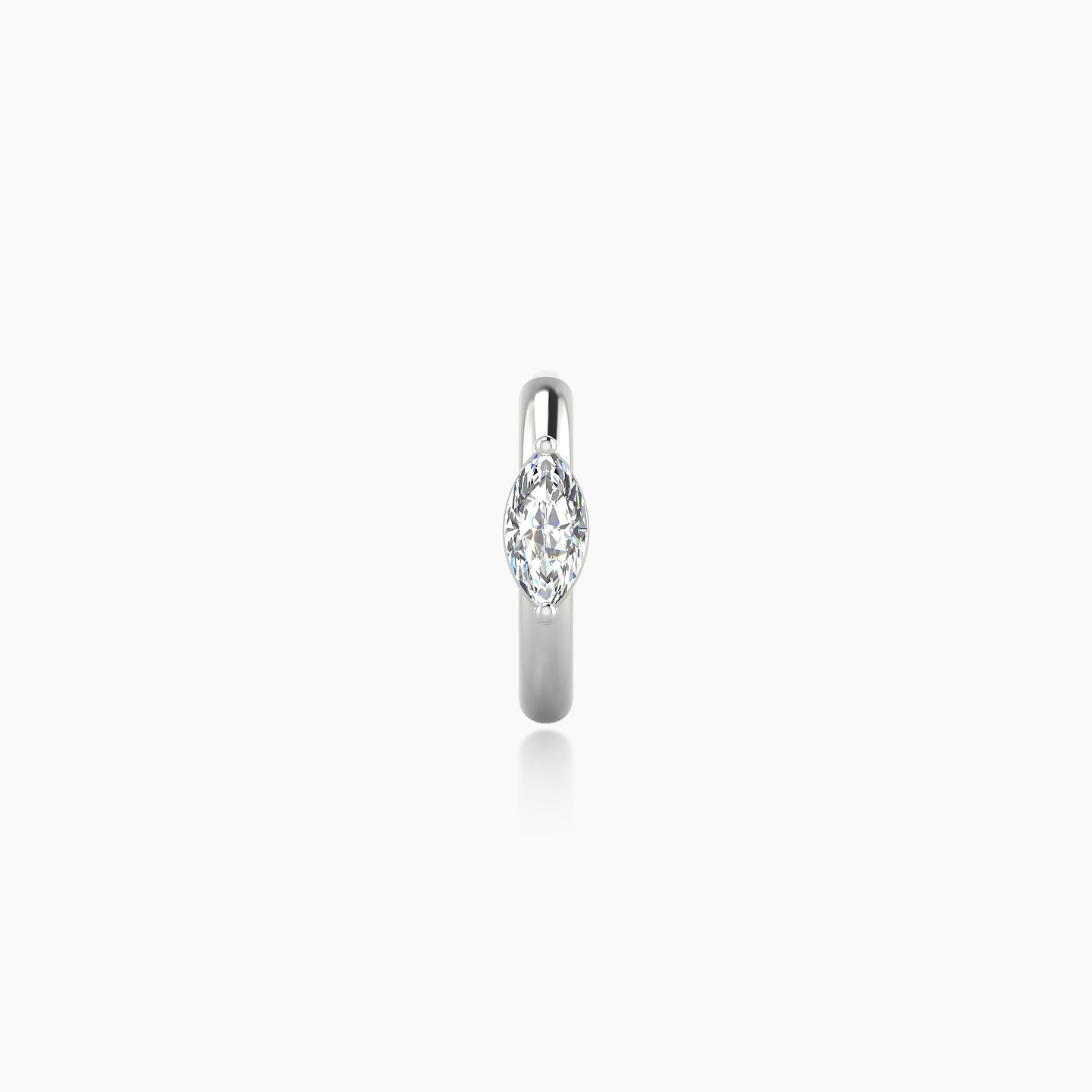 Dea | 18k White Gold 6.5 mm Marquise Diamond Nose Ring Piercing
