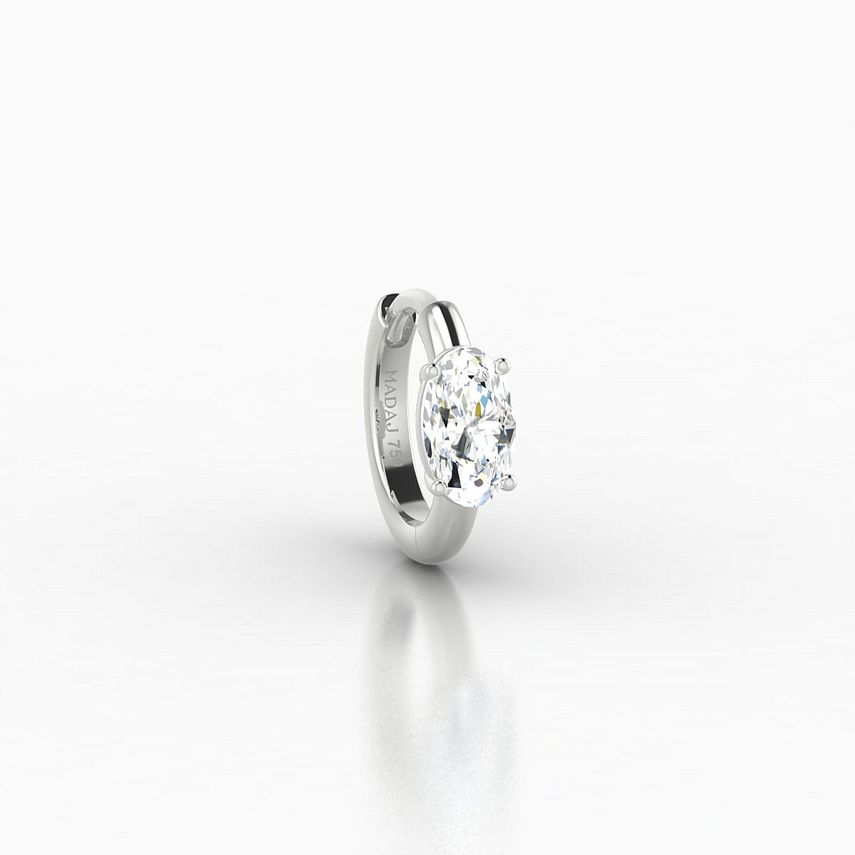 Dea | 18k White Gold 6.5 mm Oval Diamond Hoop Piercing