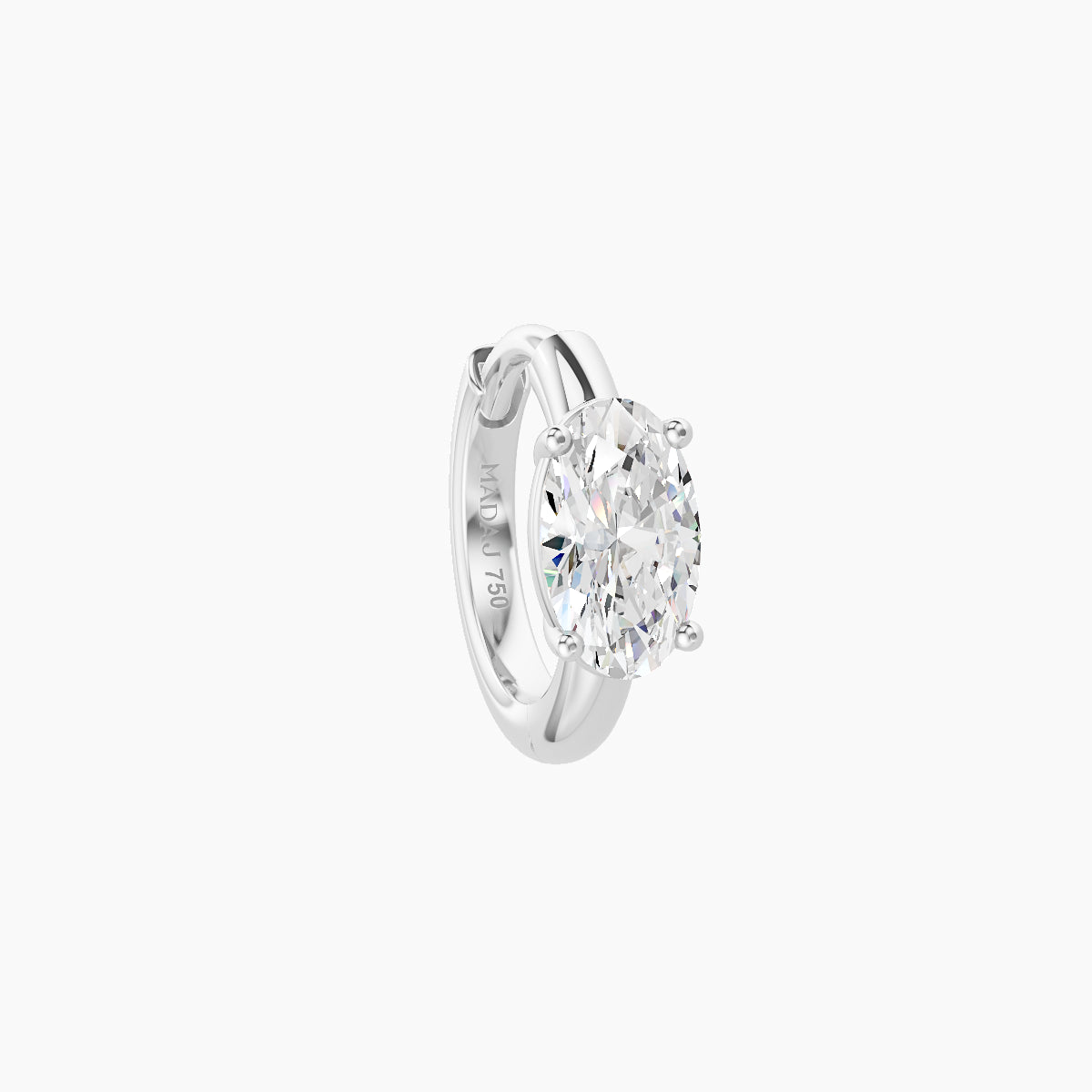 Dea | 18k White Gold 6.5 mm Oval Diamond Nose Ring Piercing