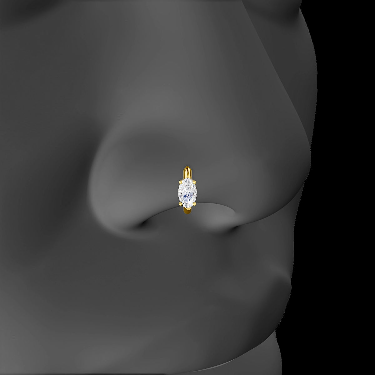 Dea | 18k Yellow Gold 6.5 mm Oval Diamond Nose Ring Piercing