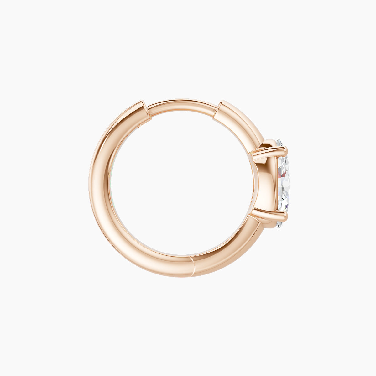 Dea | 18k Rose Gold 8 mm Oval Diamond Nose Ring Piercing