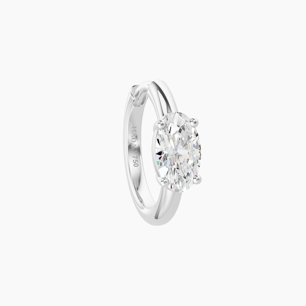 Dea | 18k White Gold 8 mm Oval Diamond Nose Ring Piercing