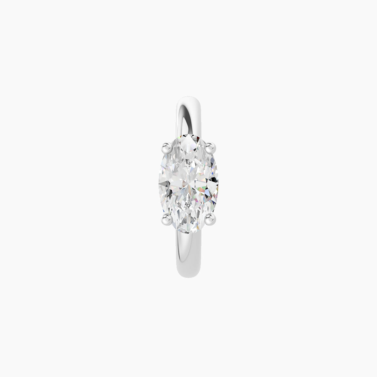 Dea | 18k White Gold 8 mm Oval Diamond Nose Ring Piercing