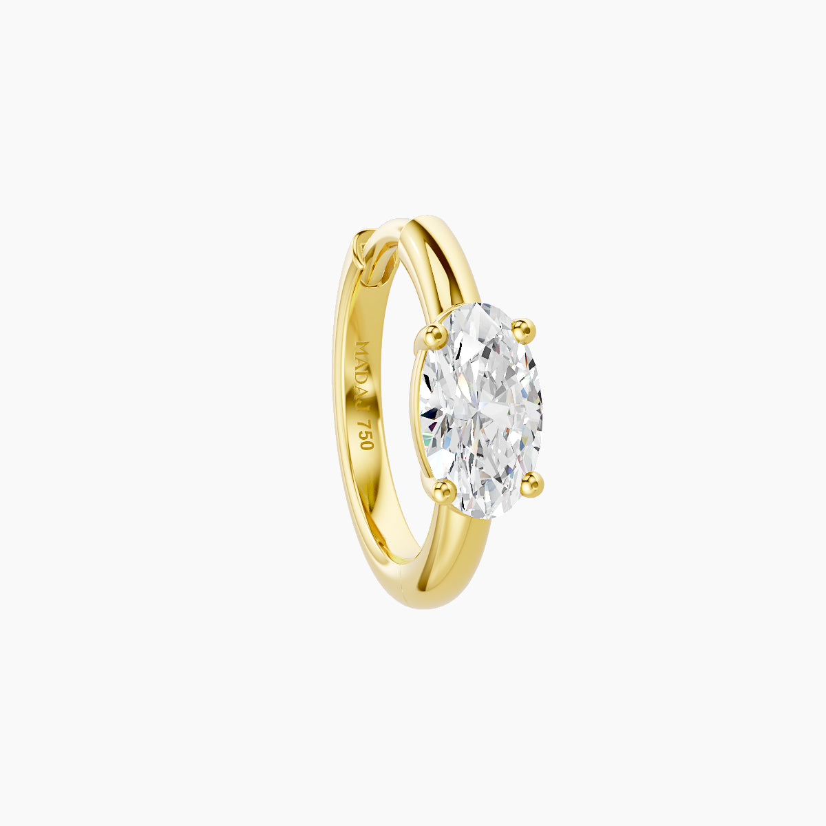 Dea | 18k Yellow Gold 8 mm Oval Diamond Nose Ring Piercing