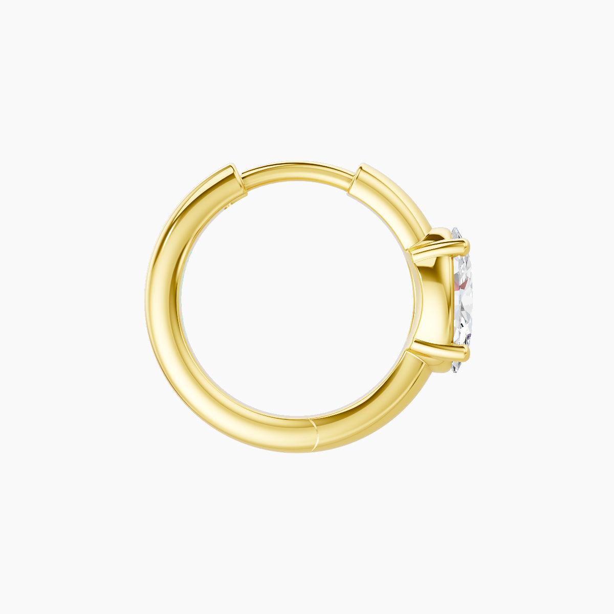 Dea | 18k Yellow Gold 8 mm Oval Diamond Nose Ring Piercing